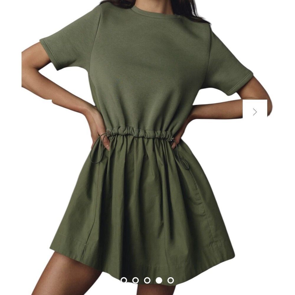 Anthropologie Pilcro Dress Women Medium Green Shorts Sleeve Formal Party Money